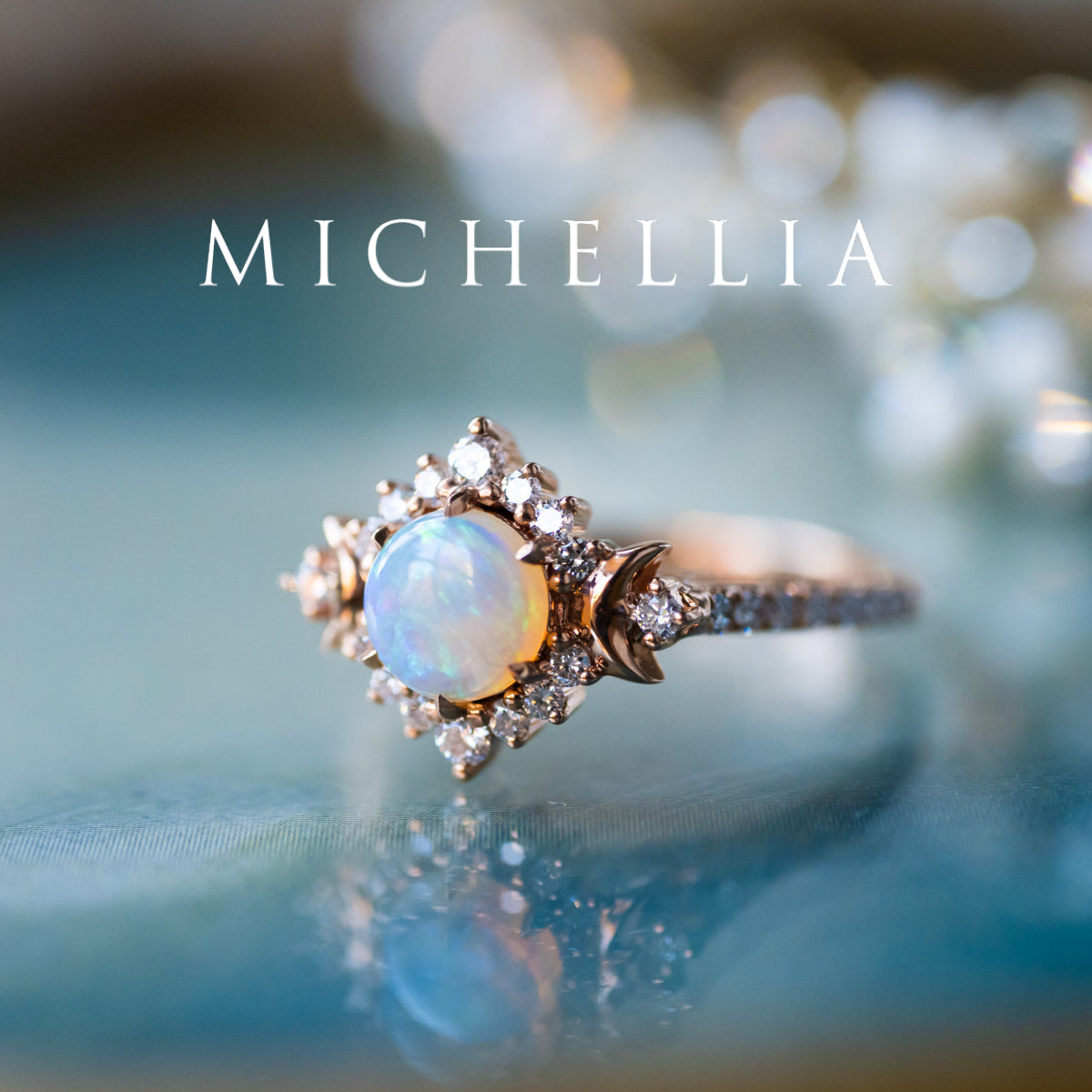 [Selene] Moon Goddess Engagement Ring in Australian Opal