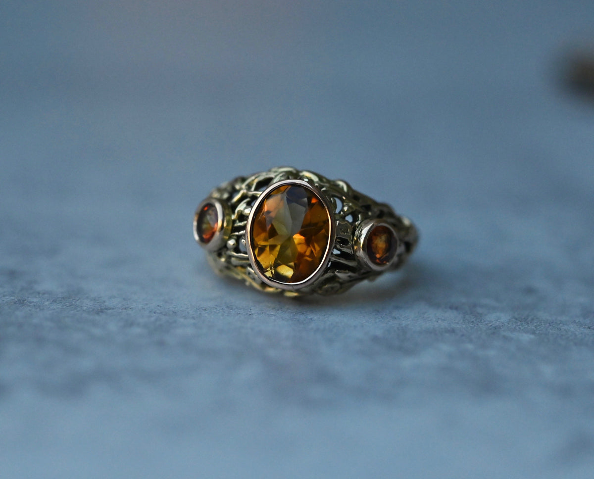 14k Gold Domed Floral Gemstone Ring Setting - Made To Order