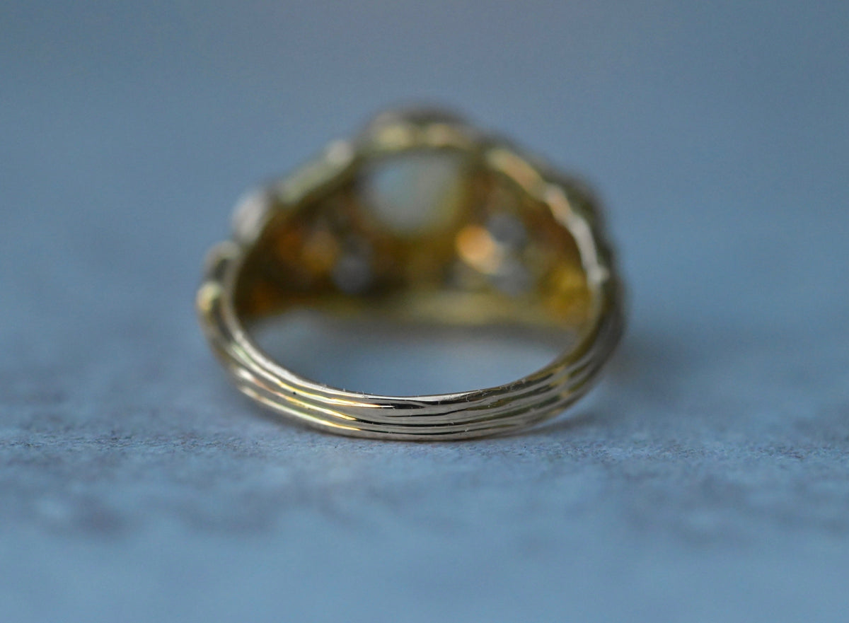 14k Gold Domed Floral Gemstone Ring Setting - Made To Order