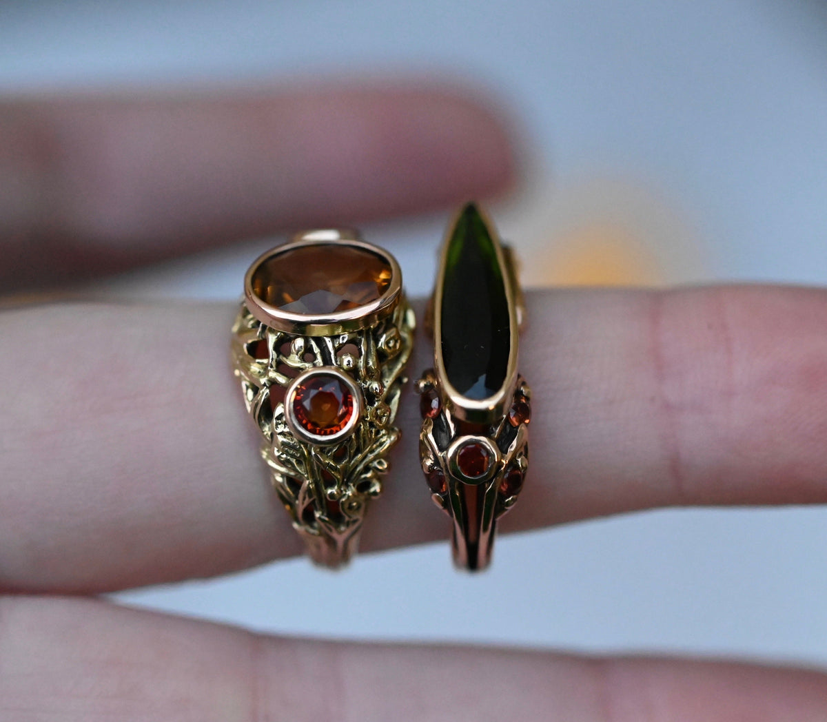 14k Gold Domed Floral Gemstone Ring Setting - Made To Order