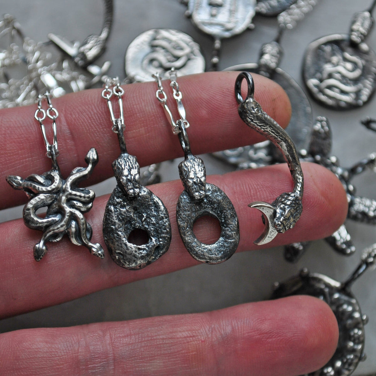 Serpent's Hag Stone, FOREST hag stone, Necklace