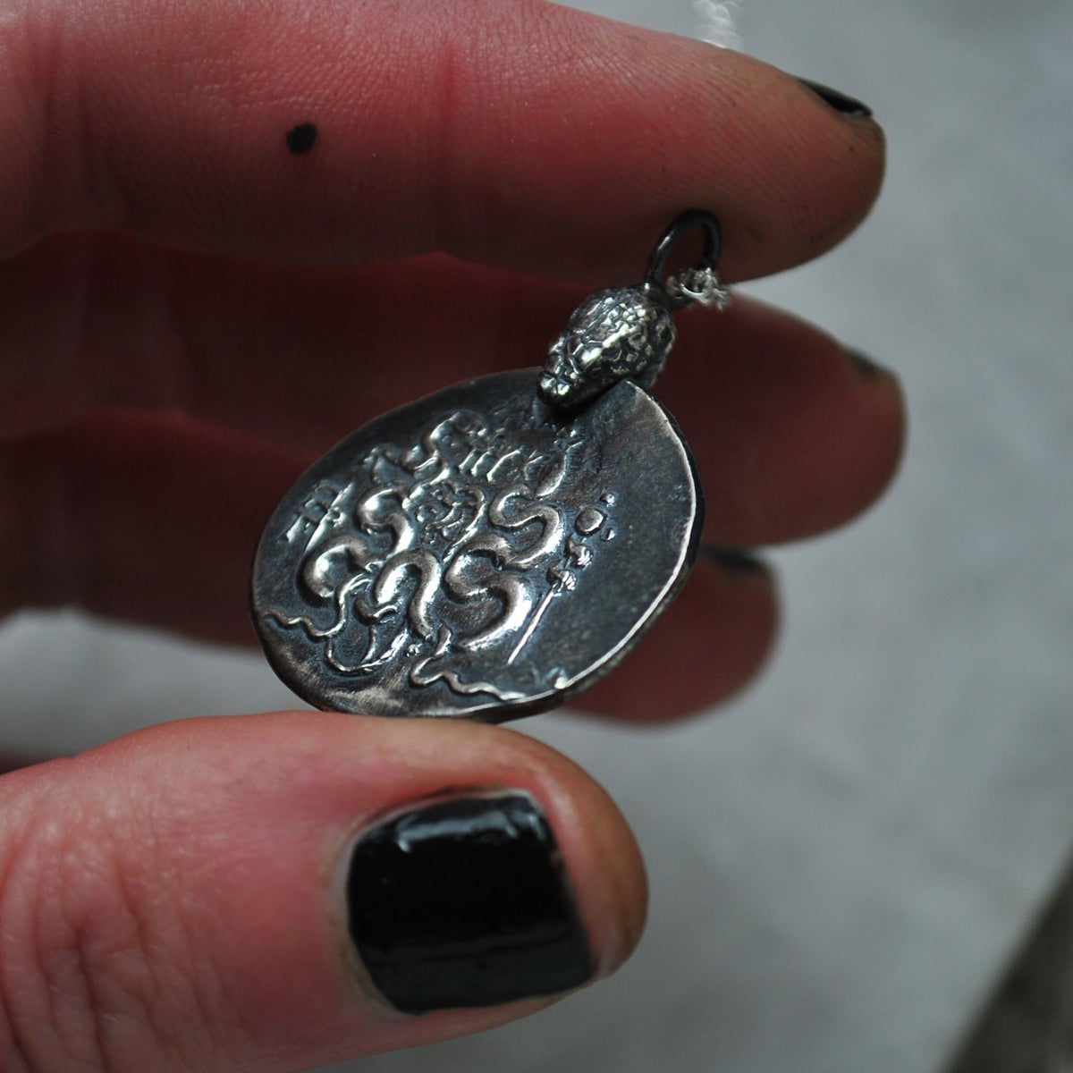 With Snake Bail - Ancient Geek Coin, necklace, Cista Mystica and Entwined Serpents