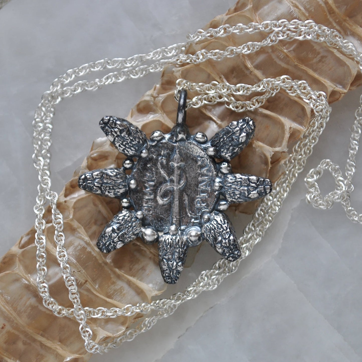 7 Lucky Snakes - Ancient Geek Coin, necklace, Esklepios and Temple