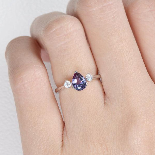 Selene’s Mirage | Pear Tanzanite & Moonstone Engagement Ring