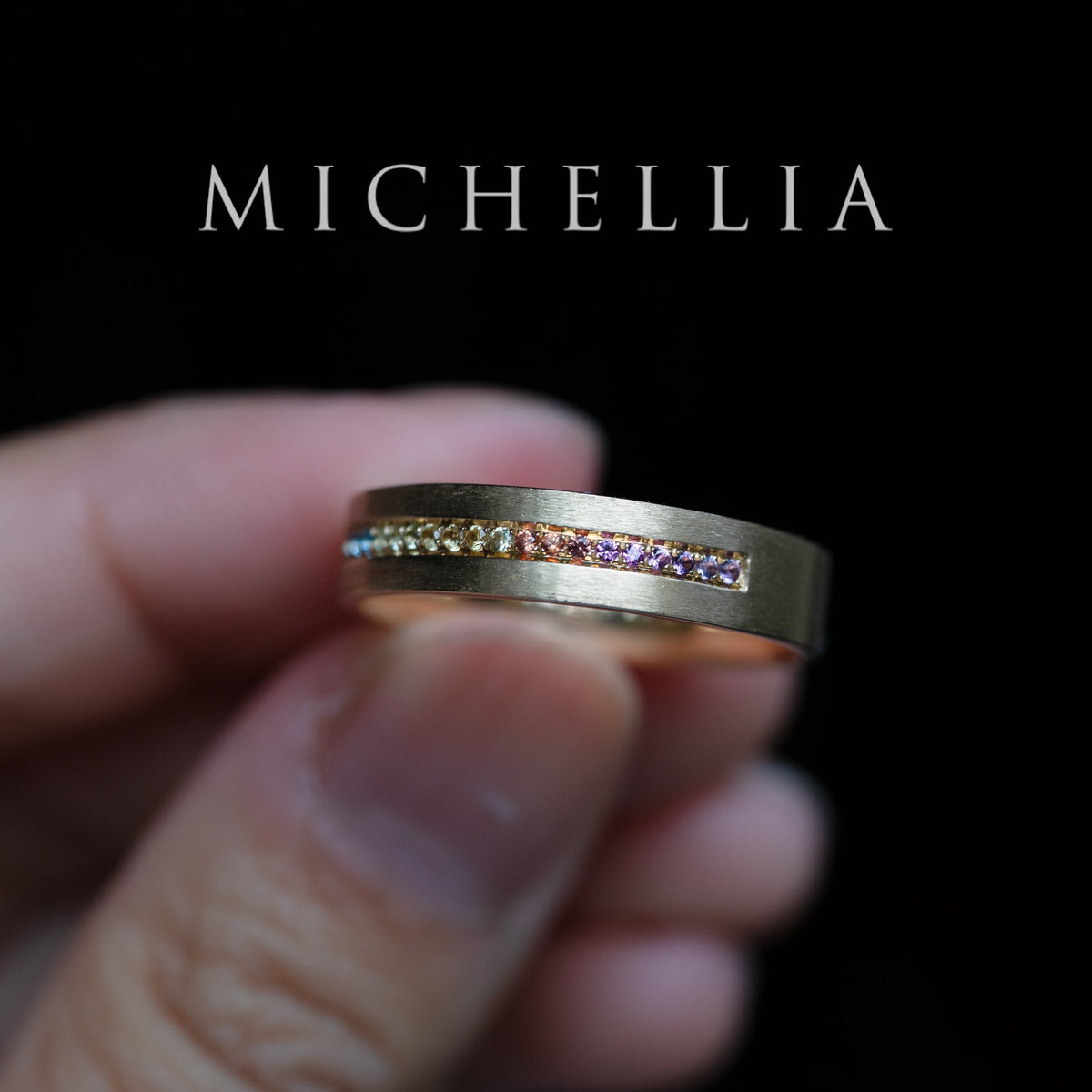 [Helios] God of Light Rainbow Sapphire & Gemstone Channel Set Wedding Band with sapphires, topaz, amethyst & peridot, 14K Yellow Gold - Ready-to-Ship & One-of-A-Kind