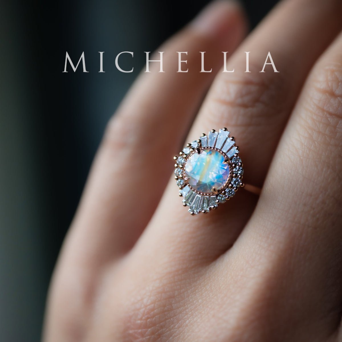 [Georgiana] Vintage Deco Duchess Ring in Moonstone