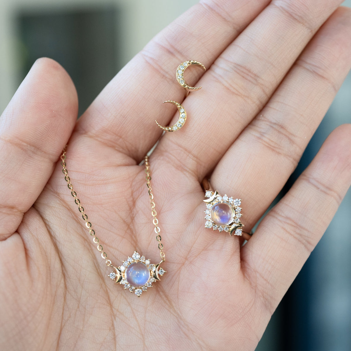 [Selene] Moon Goddess Engagement Ring in Australian Opal