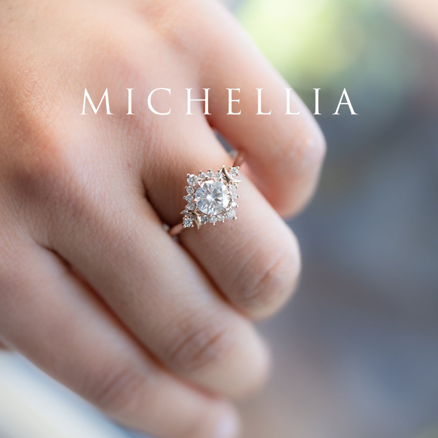[Selene] Moon Goddess Engagement Ring in Diamond / Moissanite