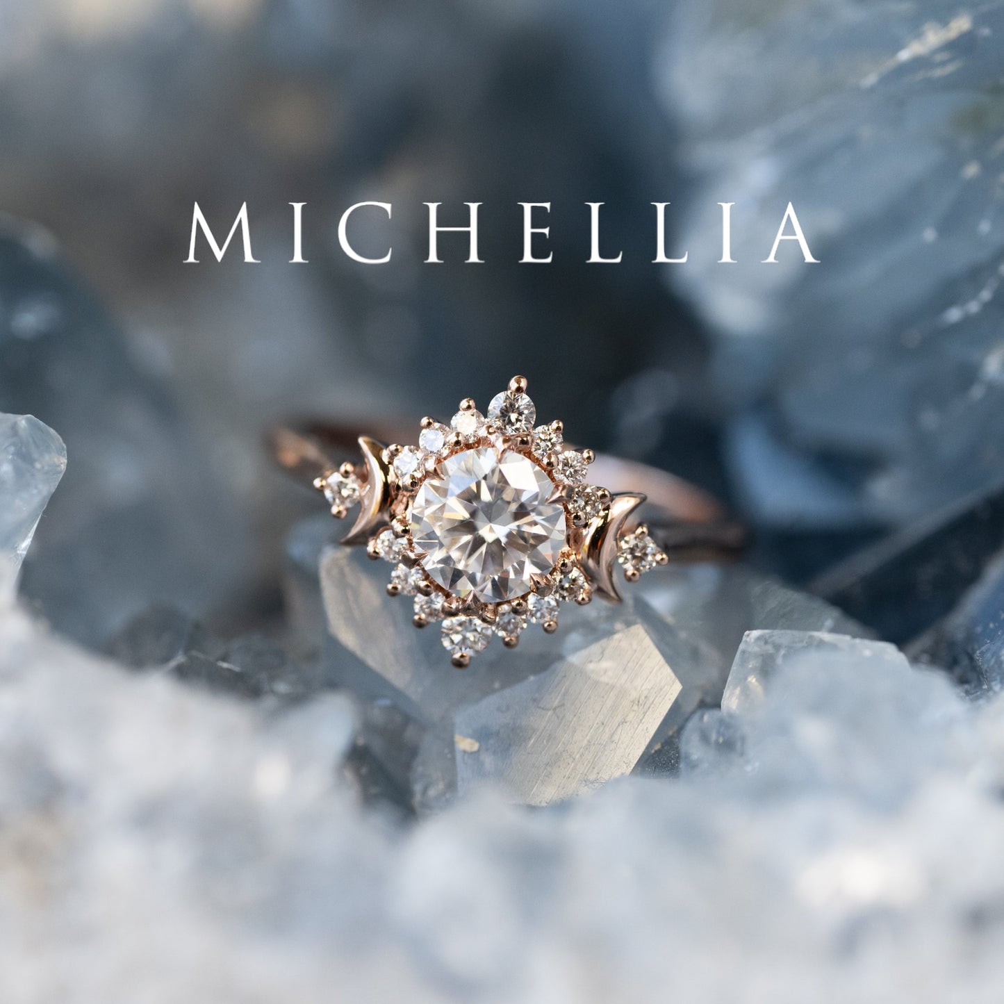 [Selene] Moon Goddess Engagement Ring in Diamond / Moissanite
