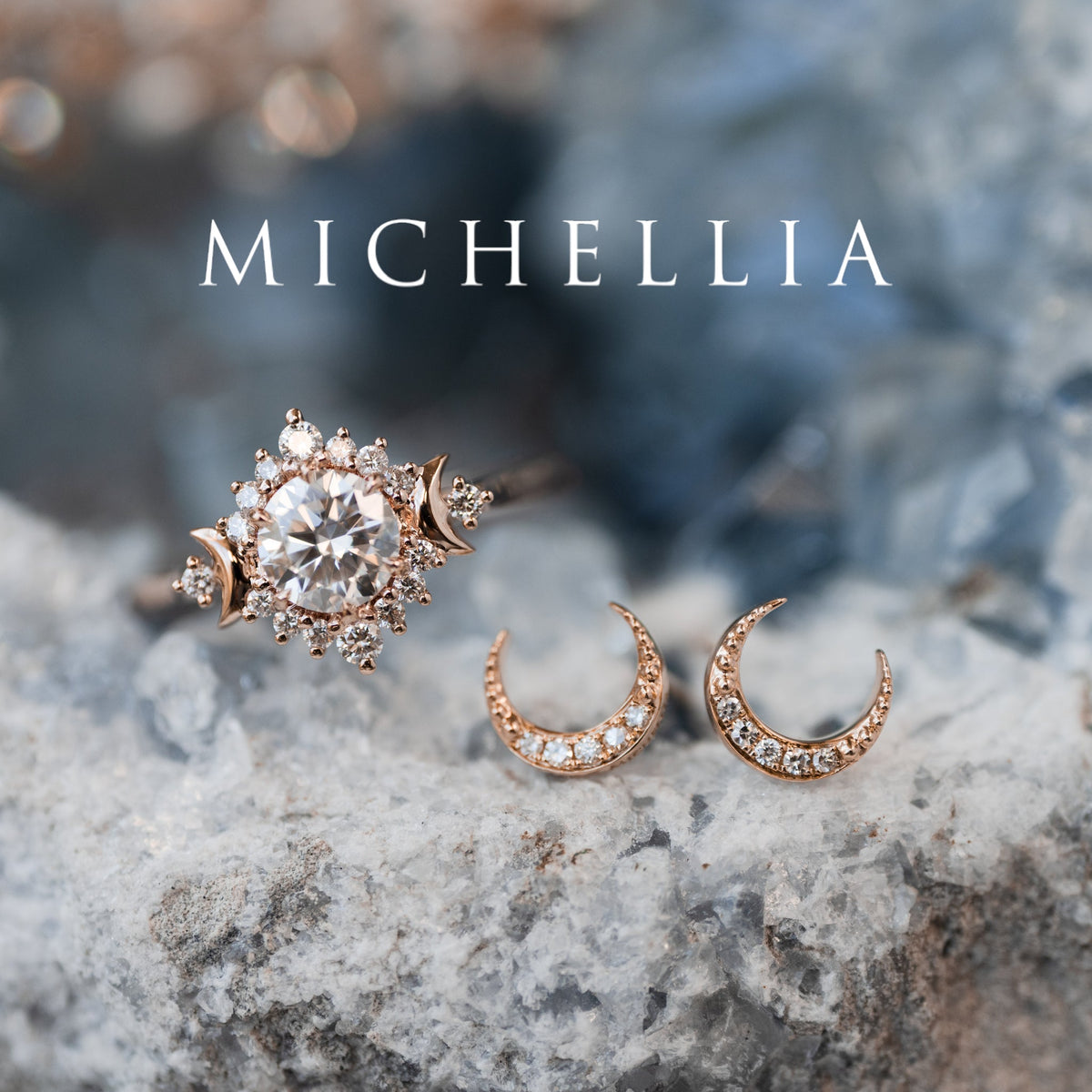 [Selene] Moon Goddess Engagement Ring in Diamond / Moissanite