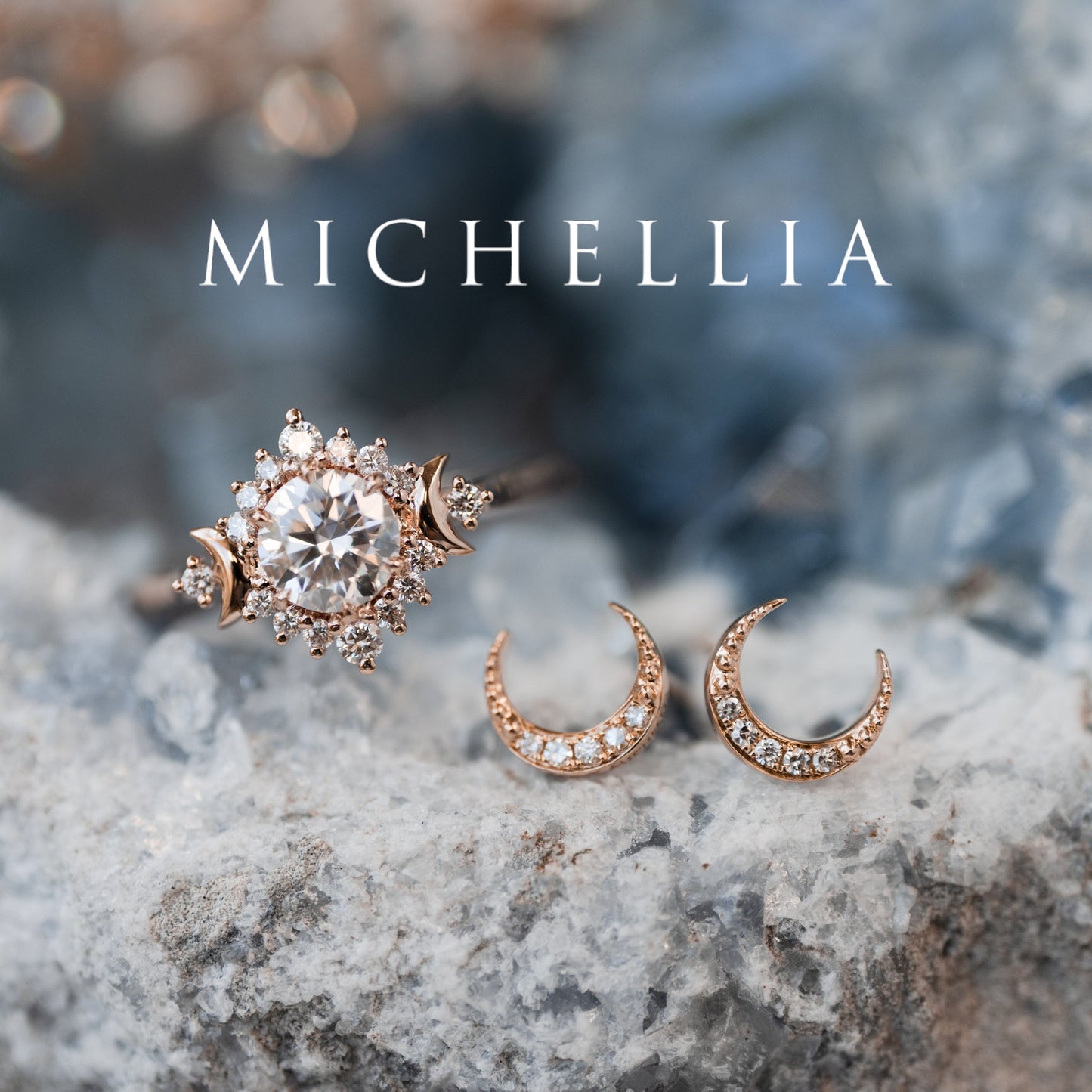 [Divina] Ready-to-Ship Crescent Moon Natural Diamond Earrings