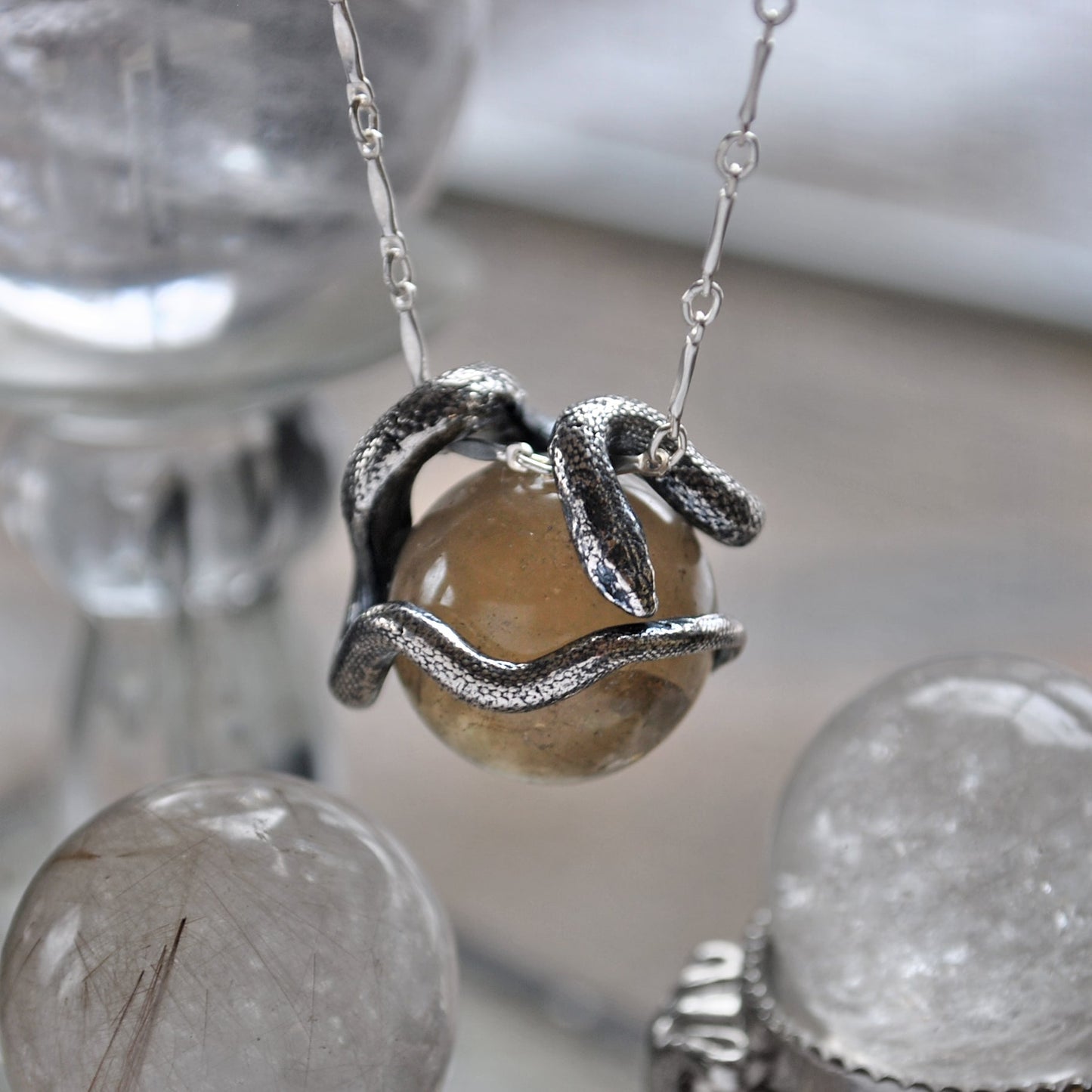 Snake Guardian - Smoky Quartz with Rainbows
