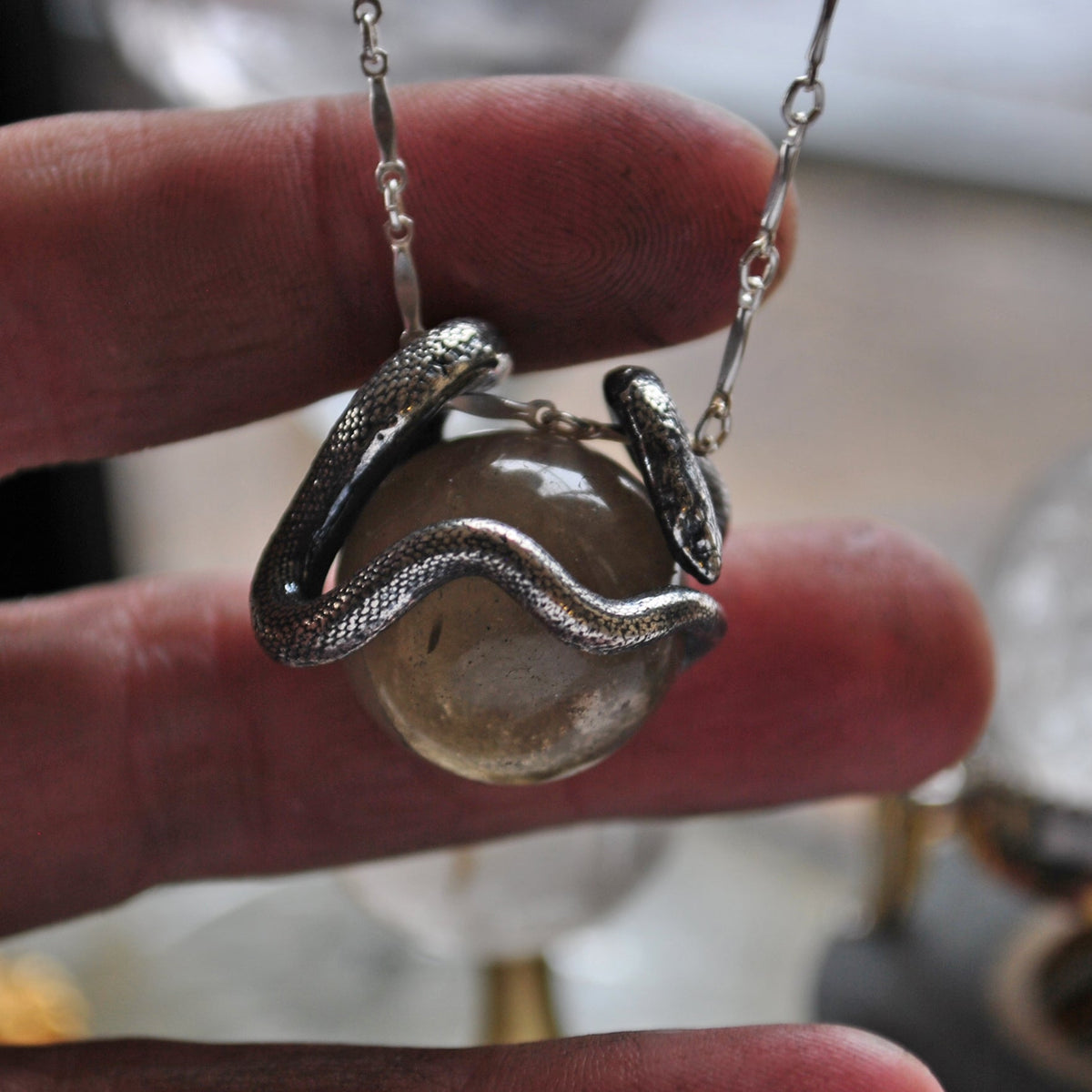 Snake Guardian - Smoky Quartz with Rainbows