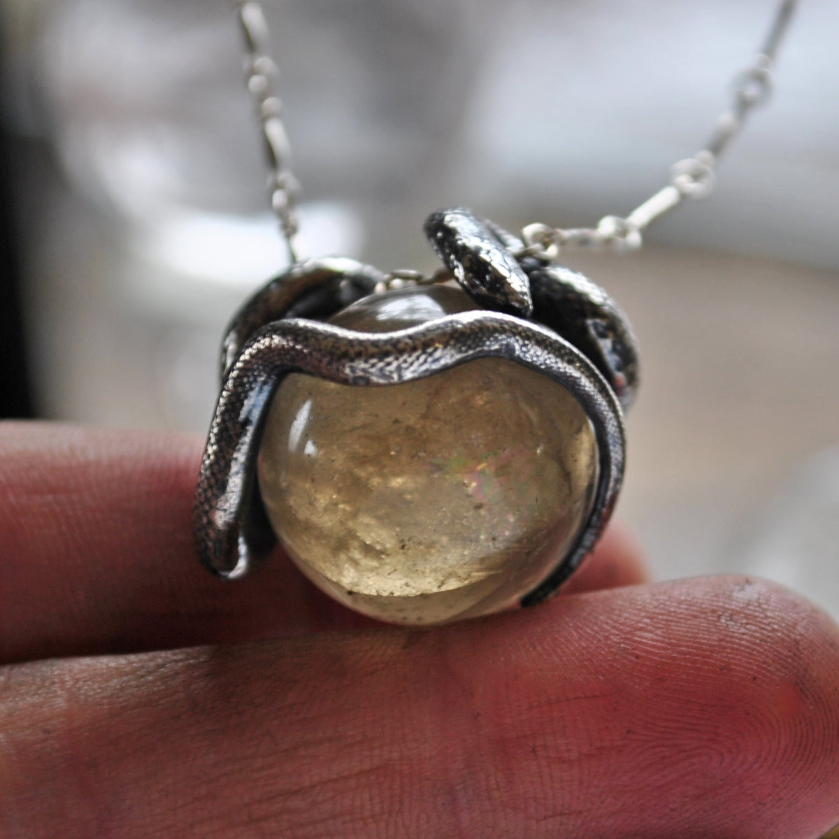 Snake Guardian - Smoky Quartz with Rainbows