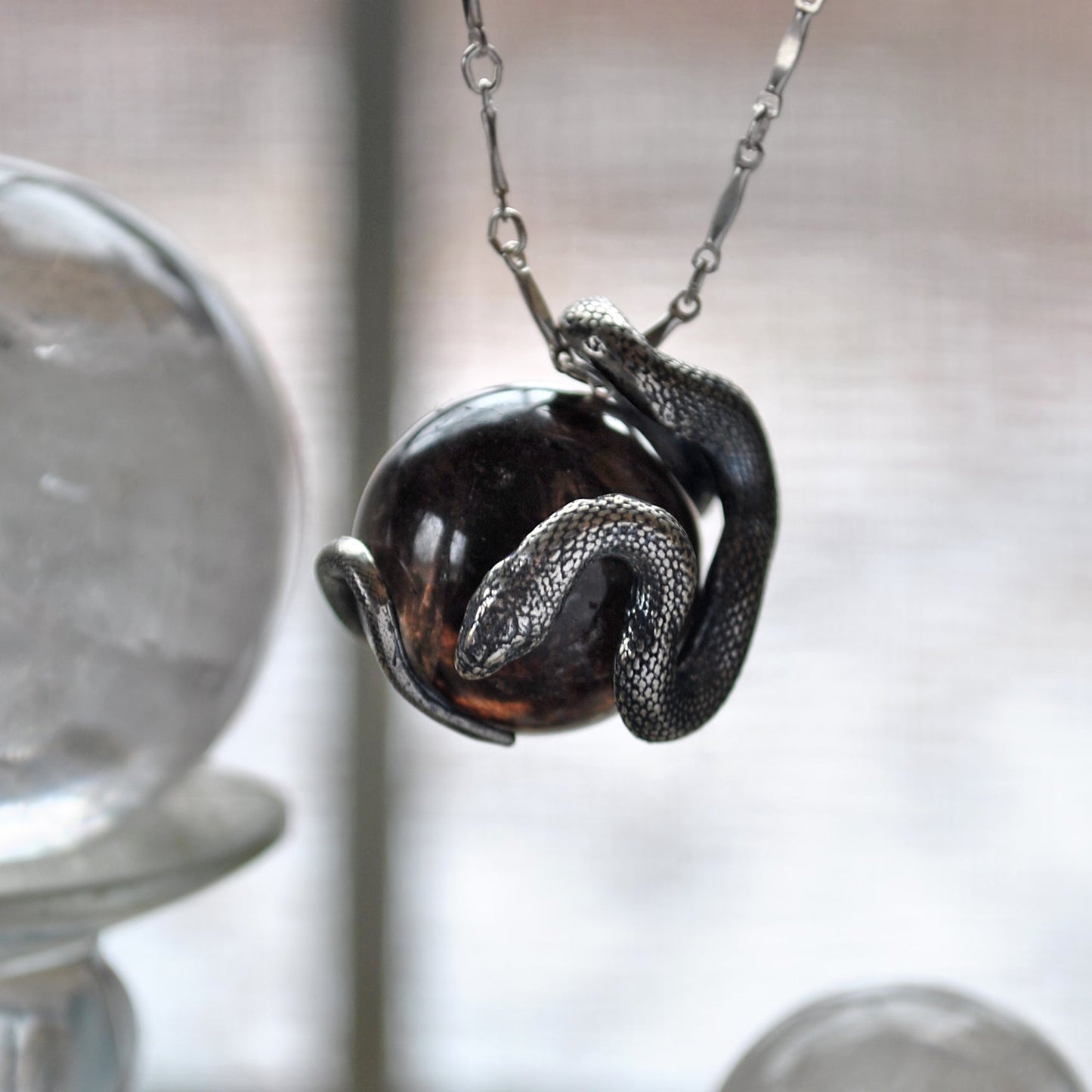 Snake Guardian - Smoky Quartz with Rainbows