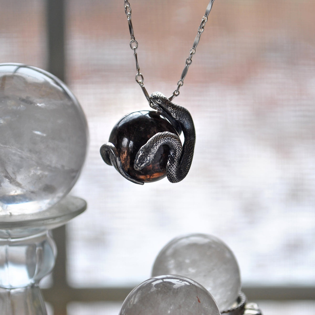Snake Guardian - Smoky Quartz with Rainbows