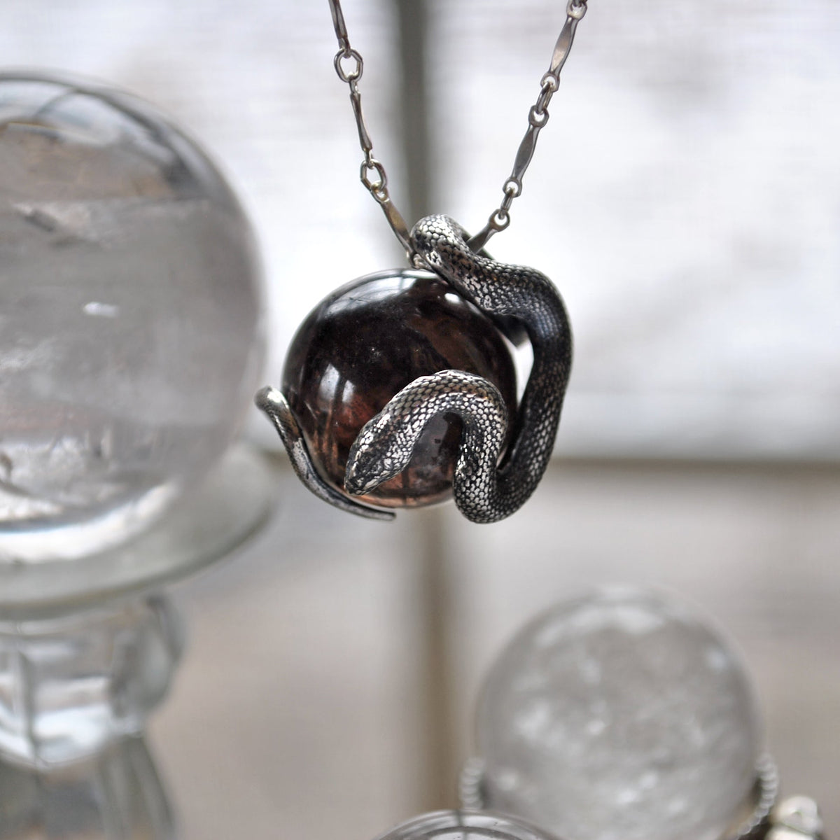 Snake Guardian - Smoky Quartz with Rainbows