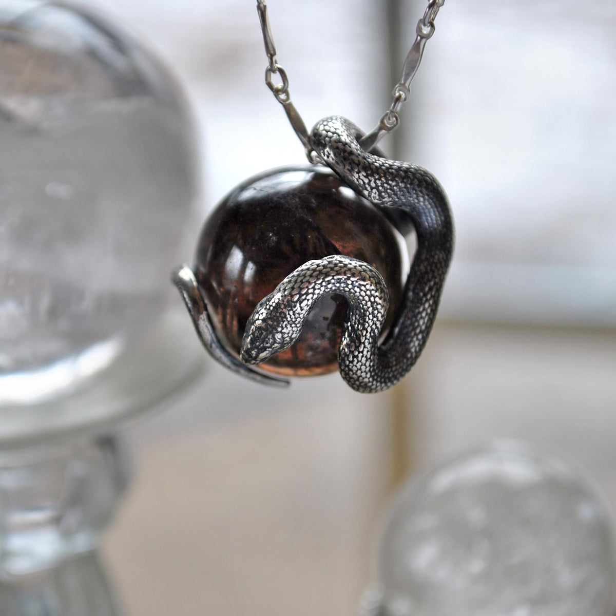 Snake Guardian - Smoky Quartz with Rainbows