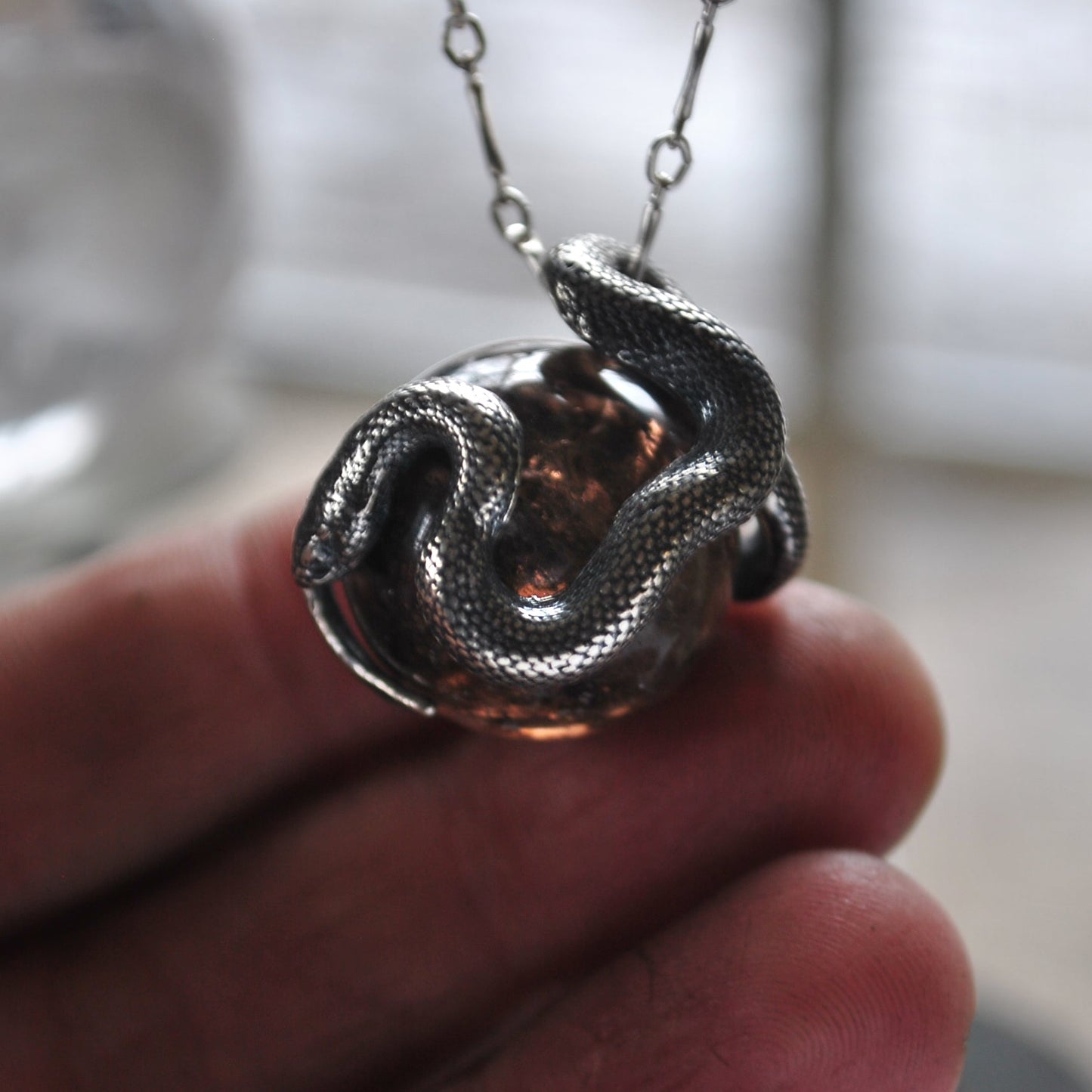 Snake Guardian - Smoky Quartz with Rainbows