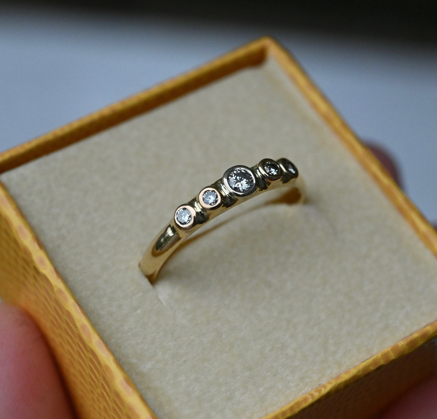 Halo 14k Gold 5 Stone Ring Setting - Made To Order