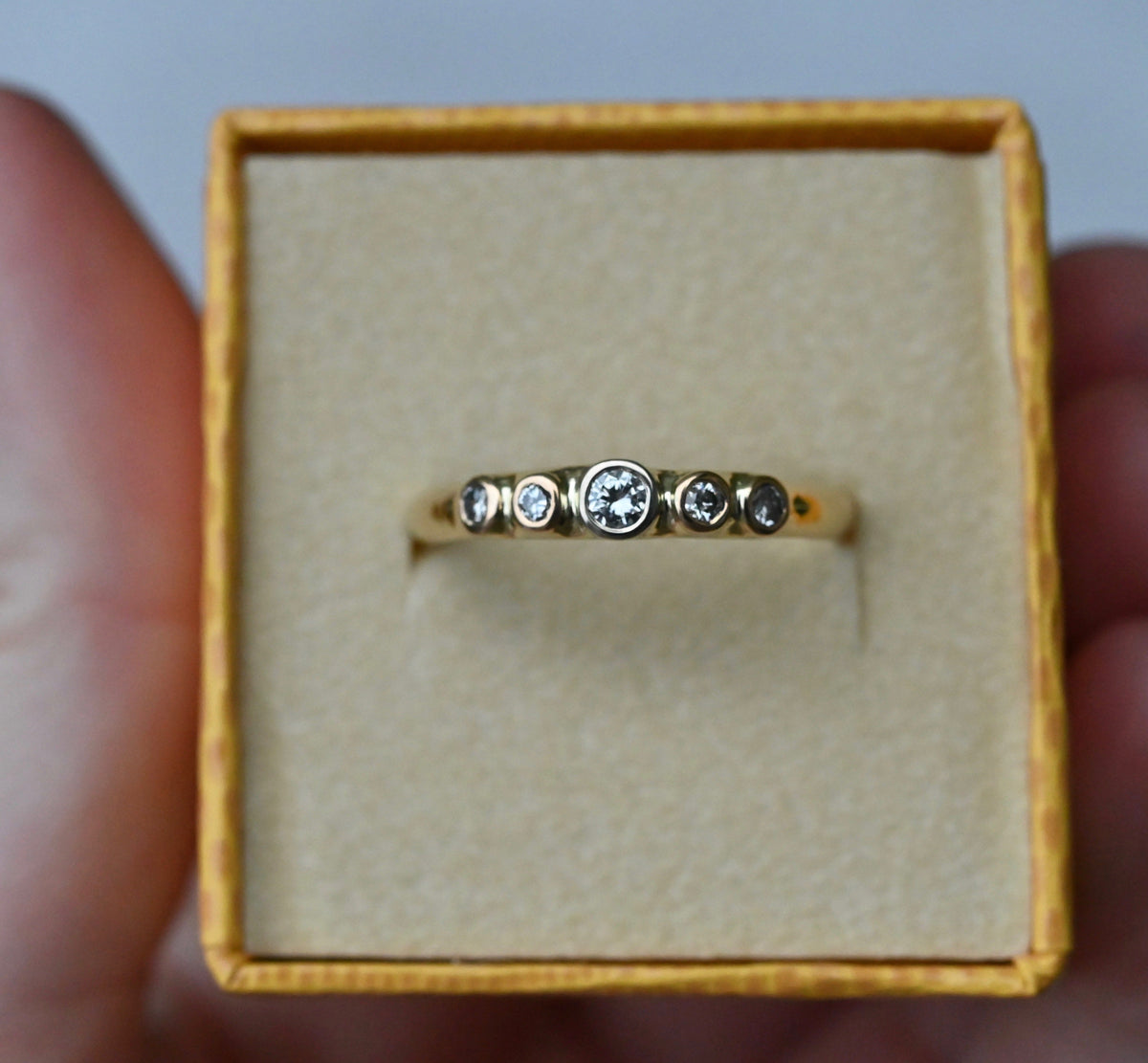 Halo 14k Gold 5 Stone Ring Setting - Made To Order