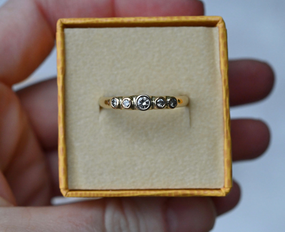 Halo 14k Gold 5 Stone Ring Setting - Made To Order