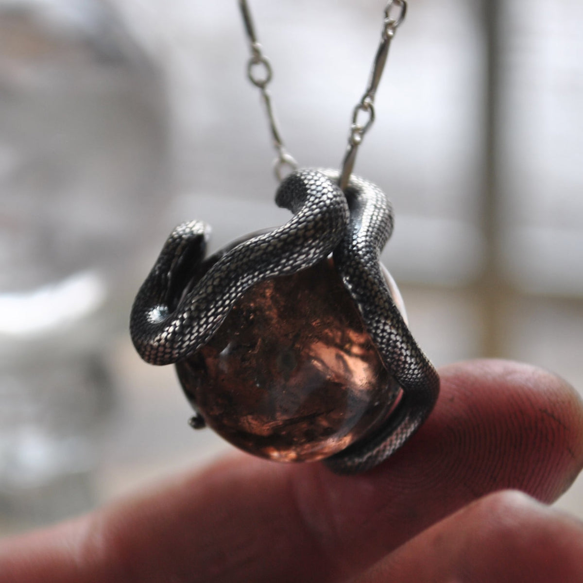 Snake Guardian - Smoky Quartz with Rainbows