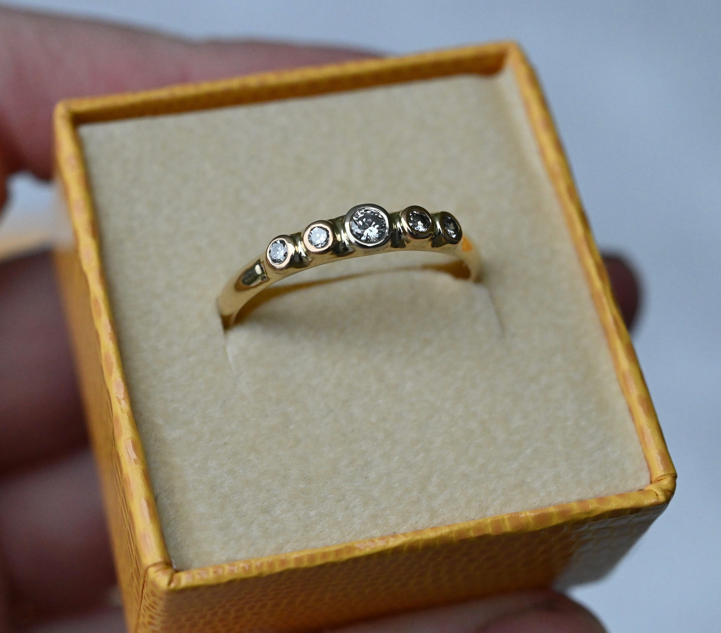 Halo 14k Gold 5 Stone Ring Setting - Made To Order