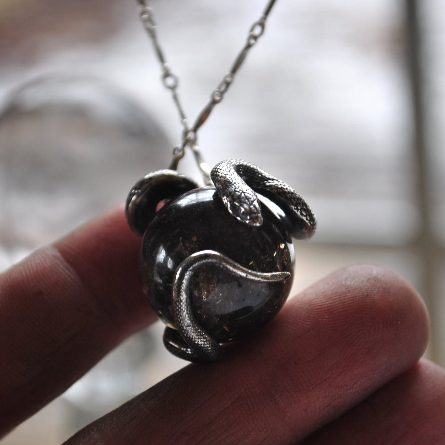 Snake Guardian - Smoky Quartz with Rainbows