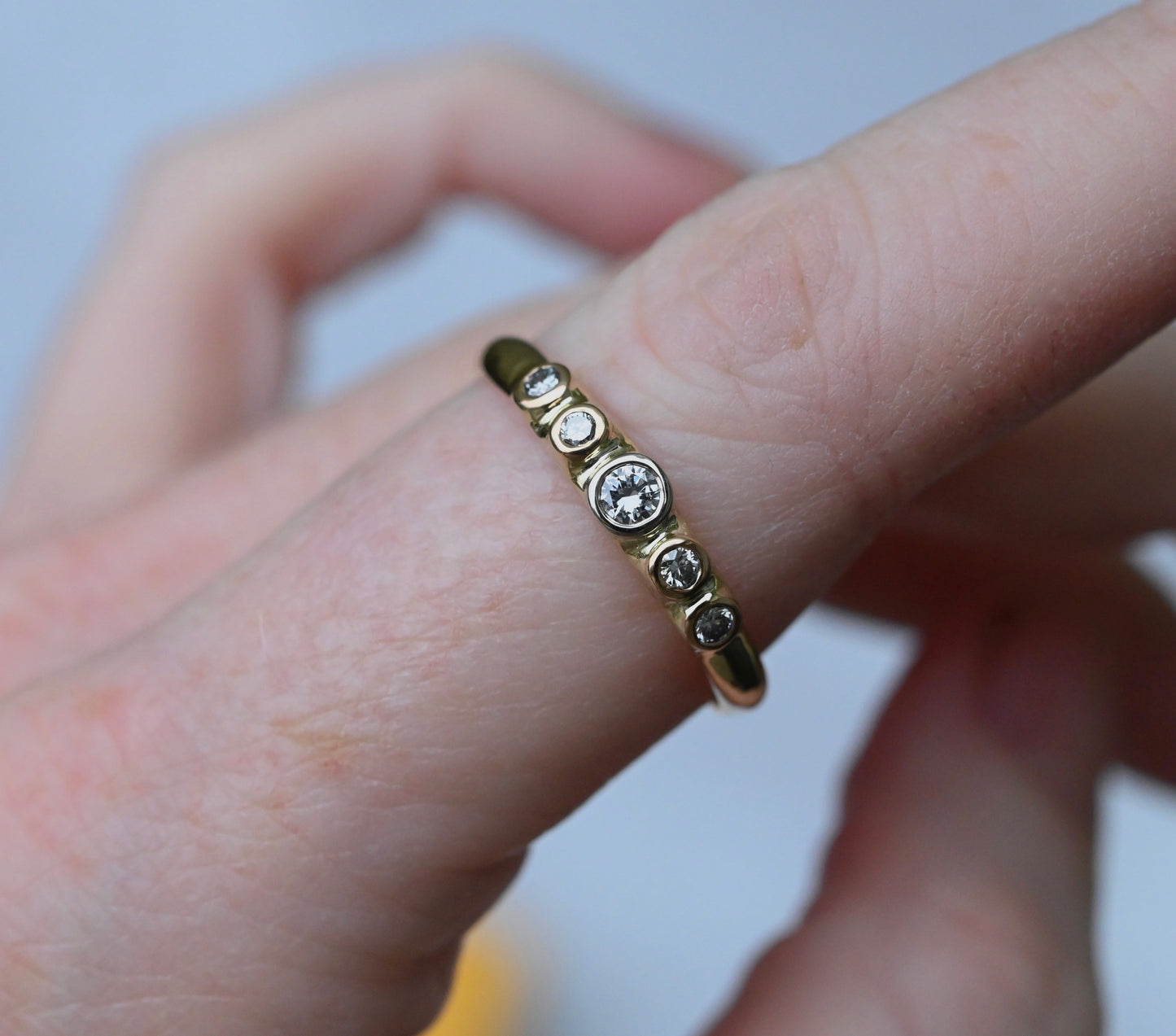 Halo 14k Gold 5 Stone Ring Setting - Made To Order