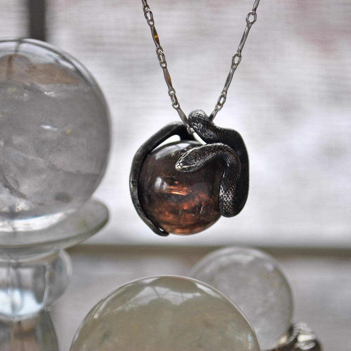 Snake Guardian - Smoky Quartz with Rainbows