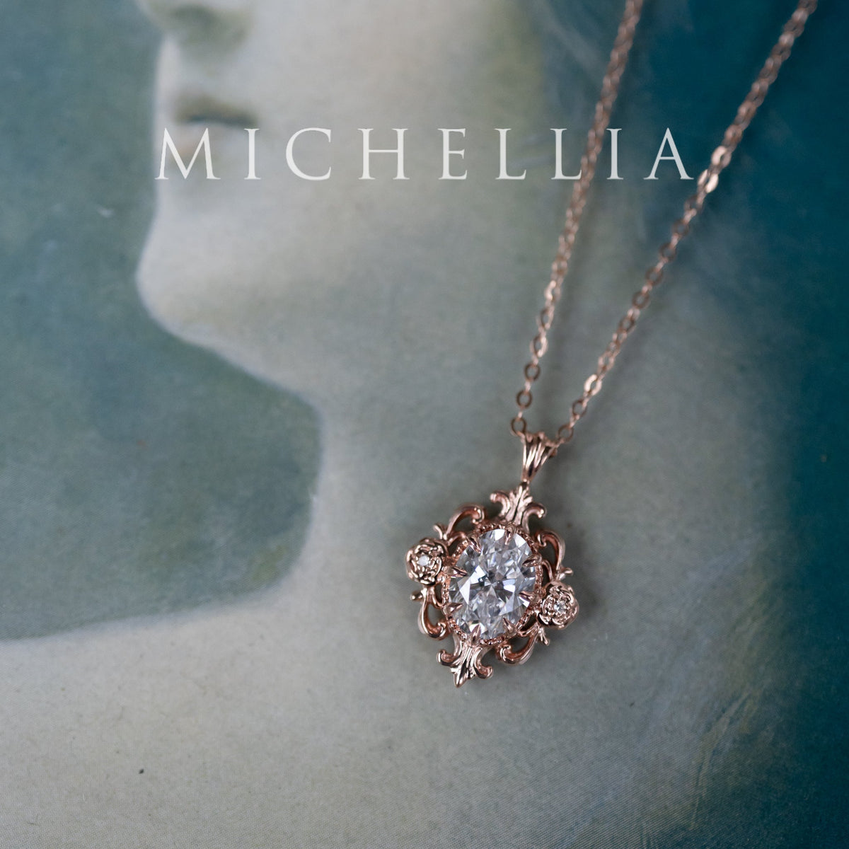 [Ameliora] The Parisian Rose Necklace in IGI-certified Oval Lab Diamond, Limited Edition