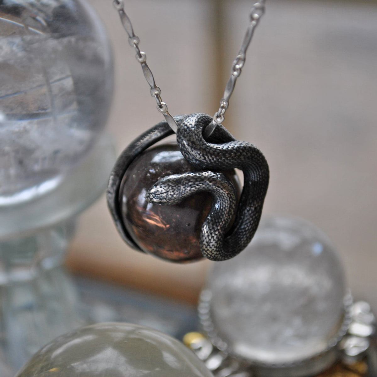 Snake Guardian - Smoky Quartz with Rainbows