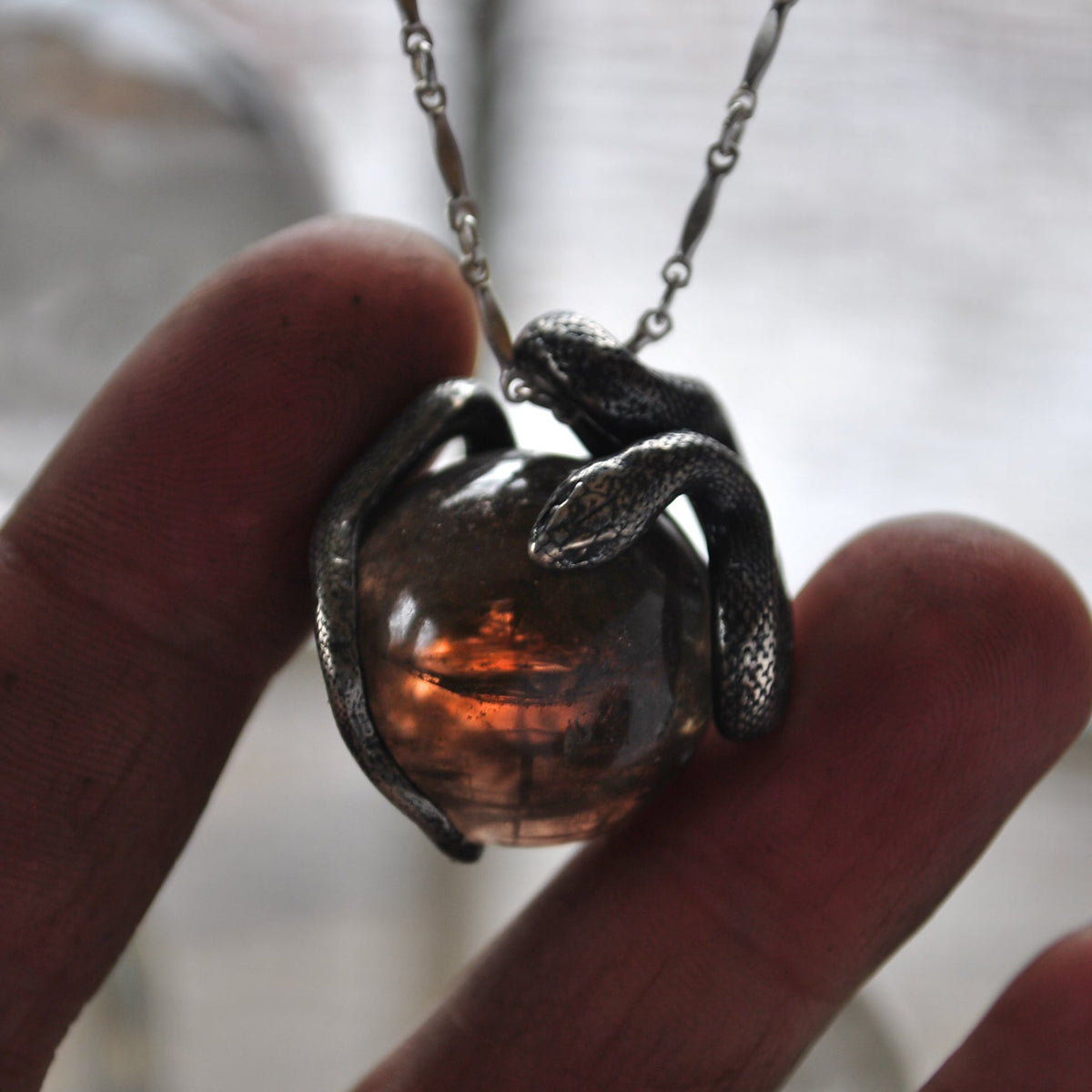 Snake Guardian - Smoky Quartz with Rainbows