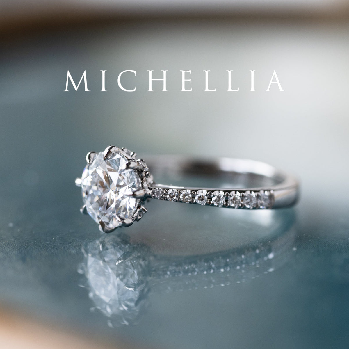 [Victoria] Classic Crown Solitaire Engagement Ring with 1.25ct Diamond with Eternity Pave Shank, Platinum, Ready-to-Ship & One-of-A-Kind