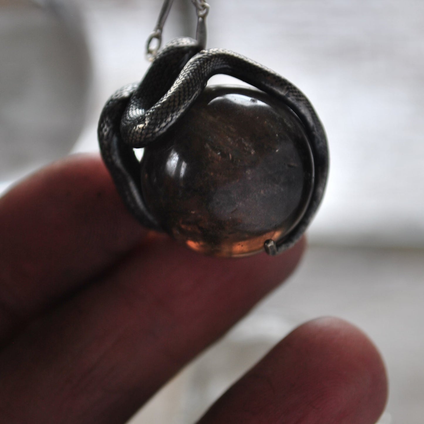 Snake Guardian - Smoky Quartz with Rainbows
