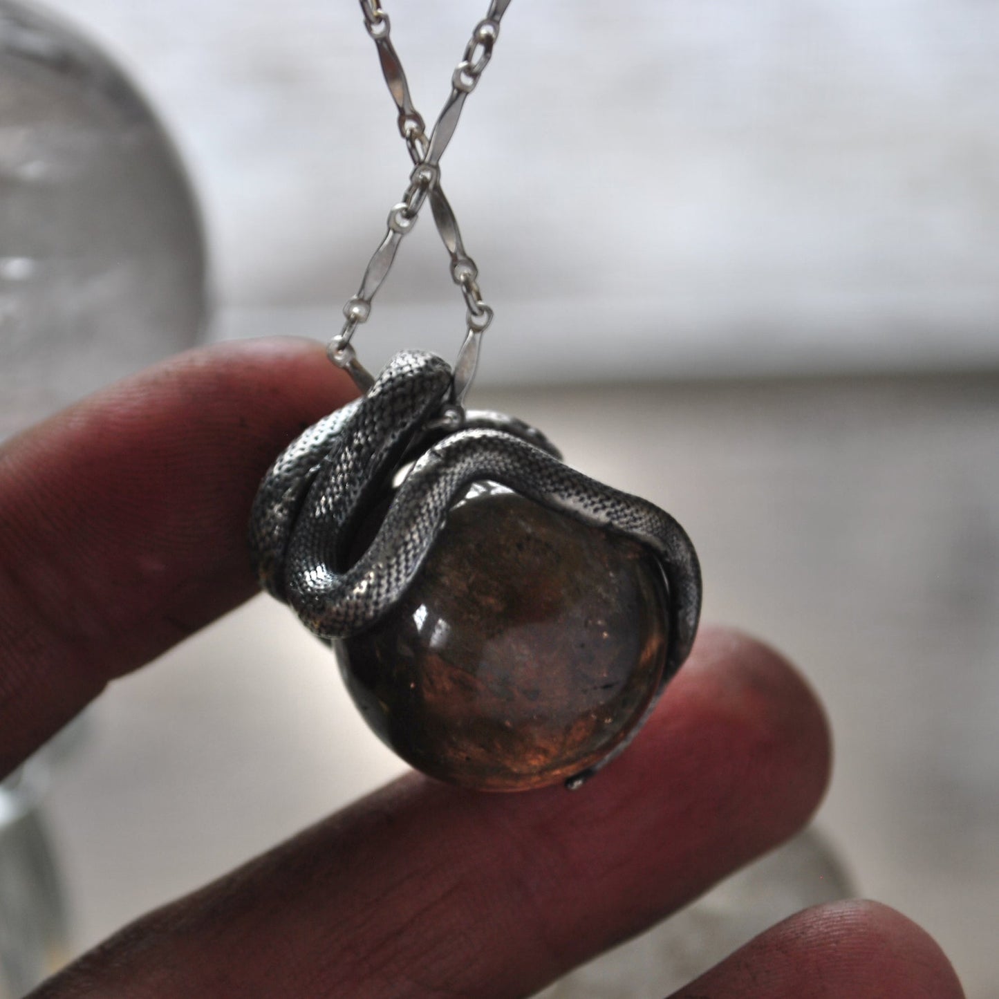 Snake Guardian - Smoky Quartz with Rainbows