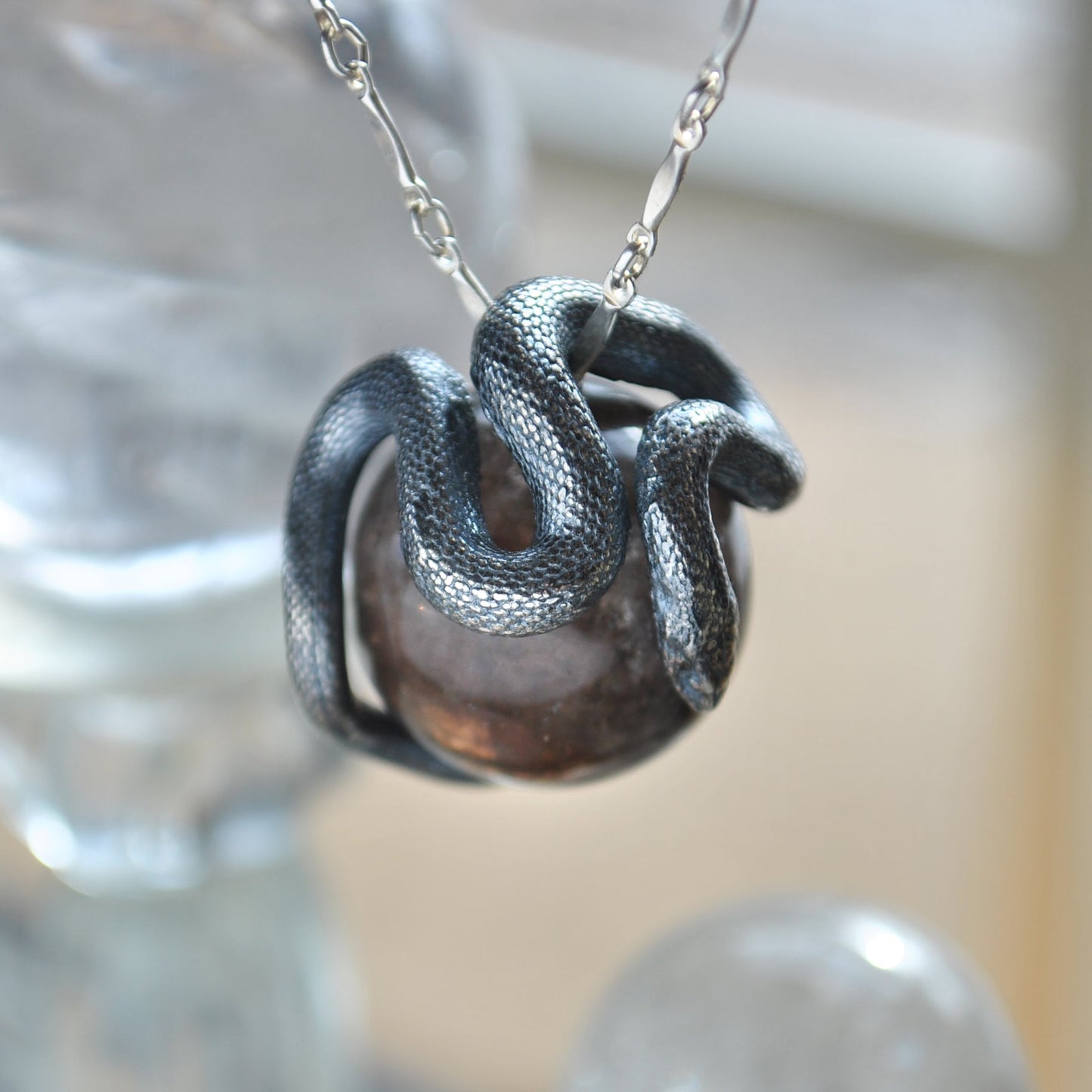 Snake Guardian - Smoky Quartz with Strong Shimmer