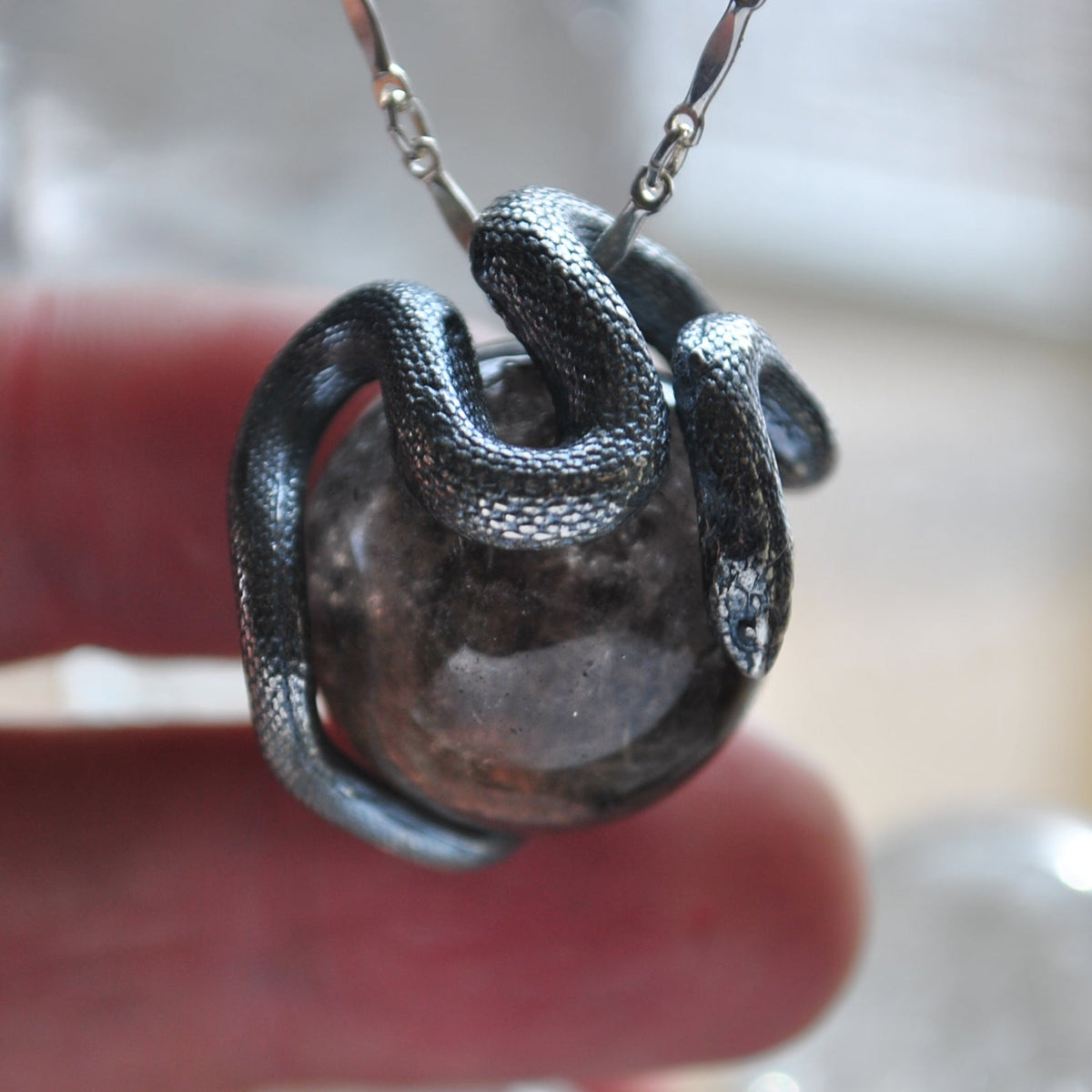 Snake Guardian - Smoky Quartz with Strong Shimmer