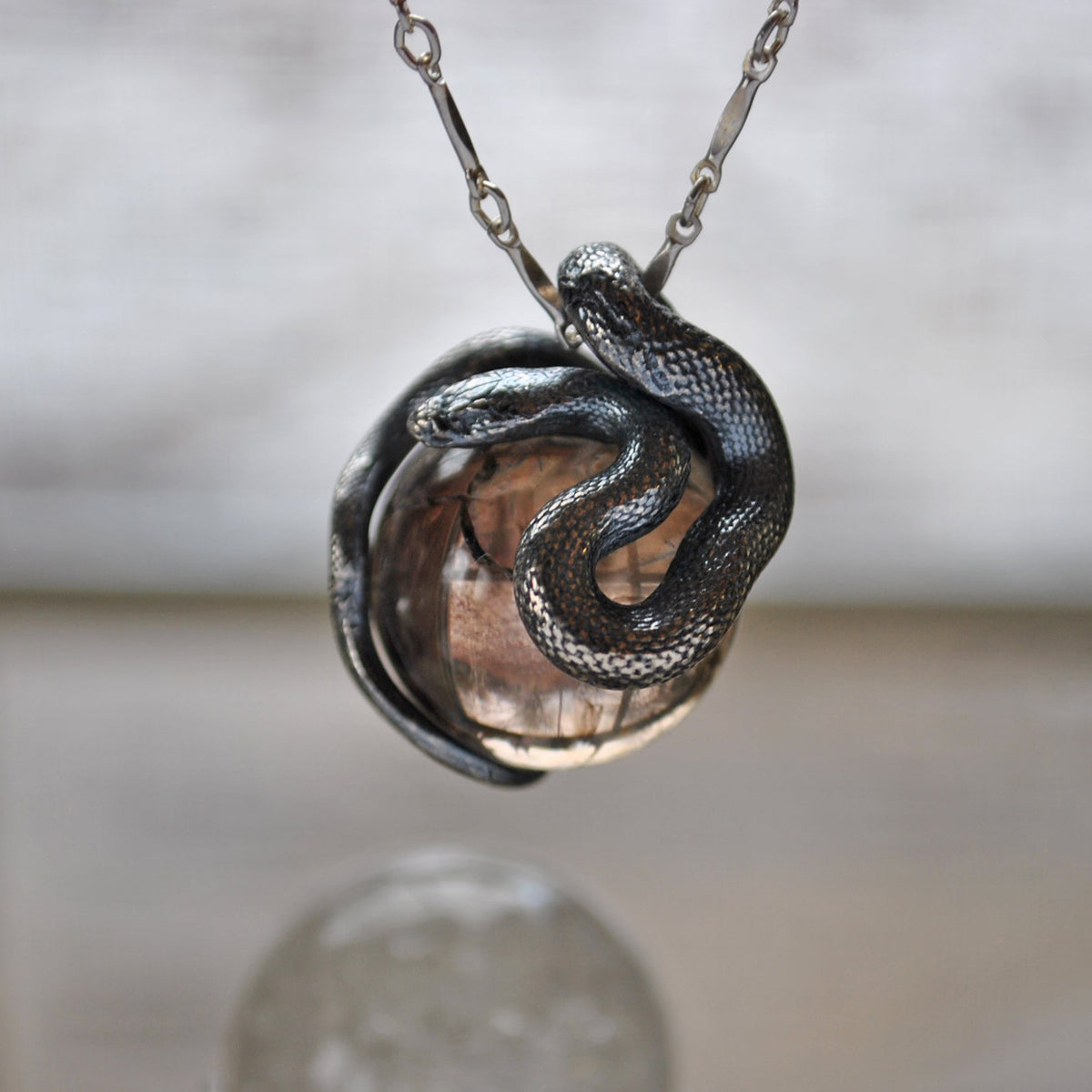 Snake Guardian - Smoky Quartz with Rainbows