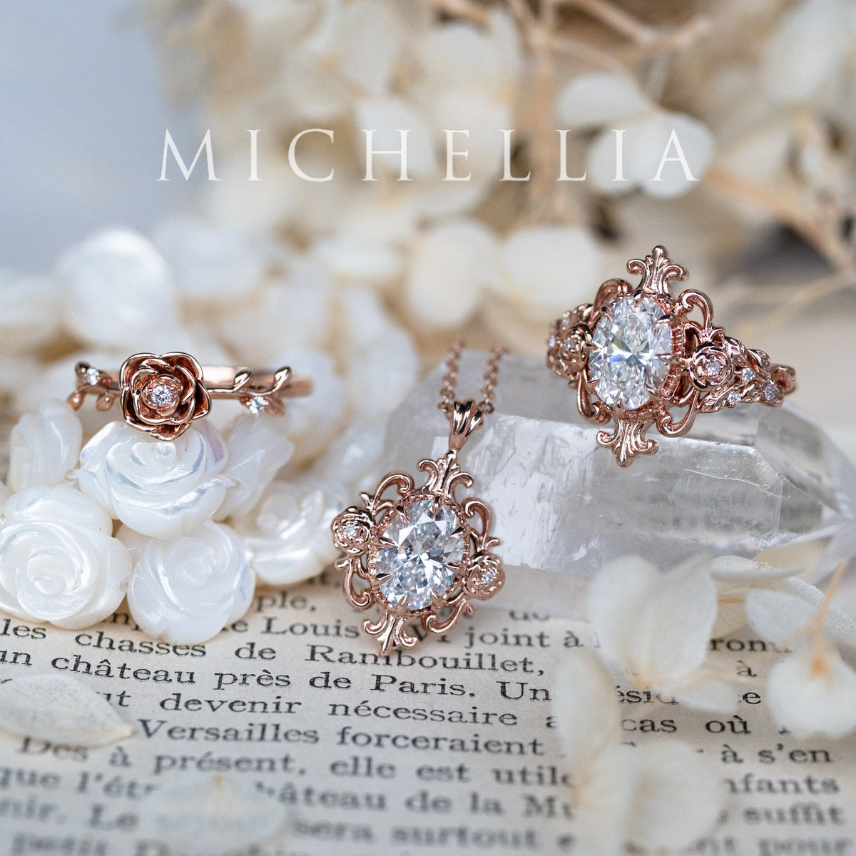 [Ameliora] The Parisian Rose Necklace in IGI-certified Oval Lab Diamond, Limited Edition