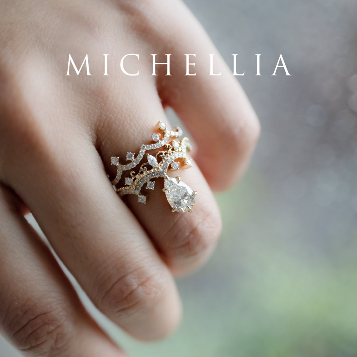 [Antoinette] Vintage Chandelier Engagement Ring in Diamond / Moissanite