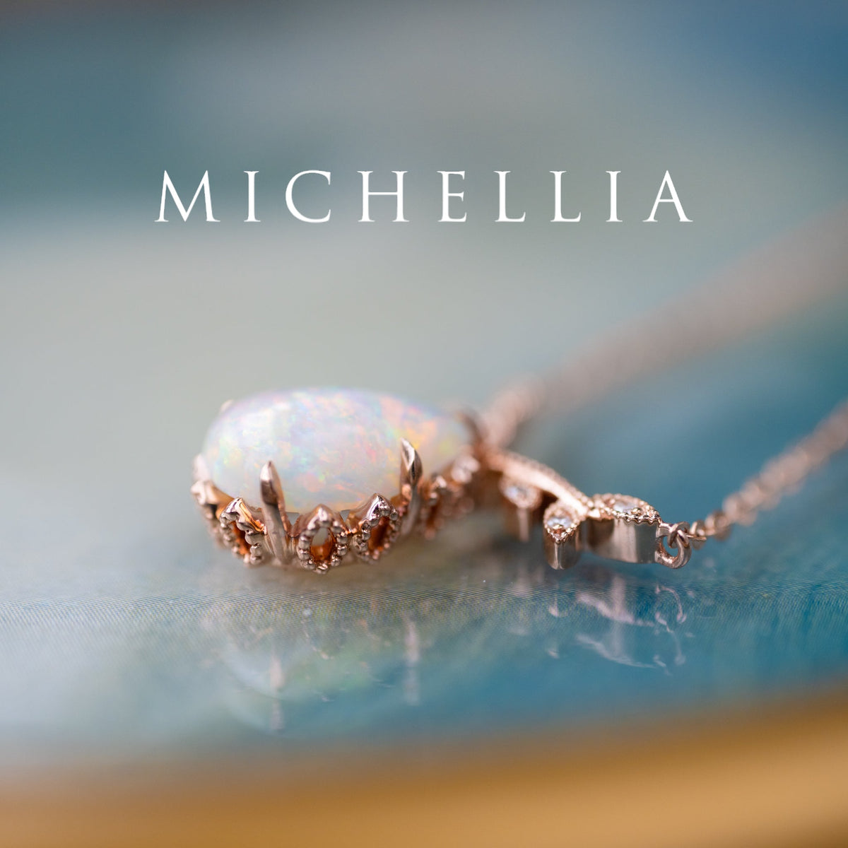 [Calantha] Bloom of Light Woodland Floral Teardrop Australian Opal Necklace  - One of A Kind & Ready-to-Ship