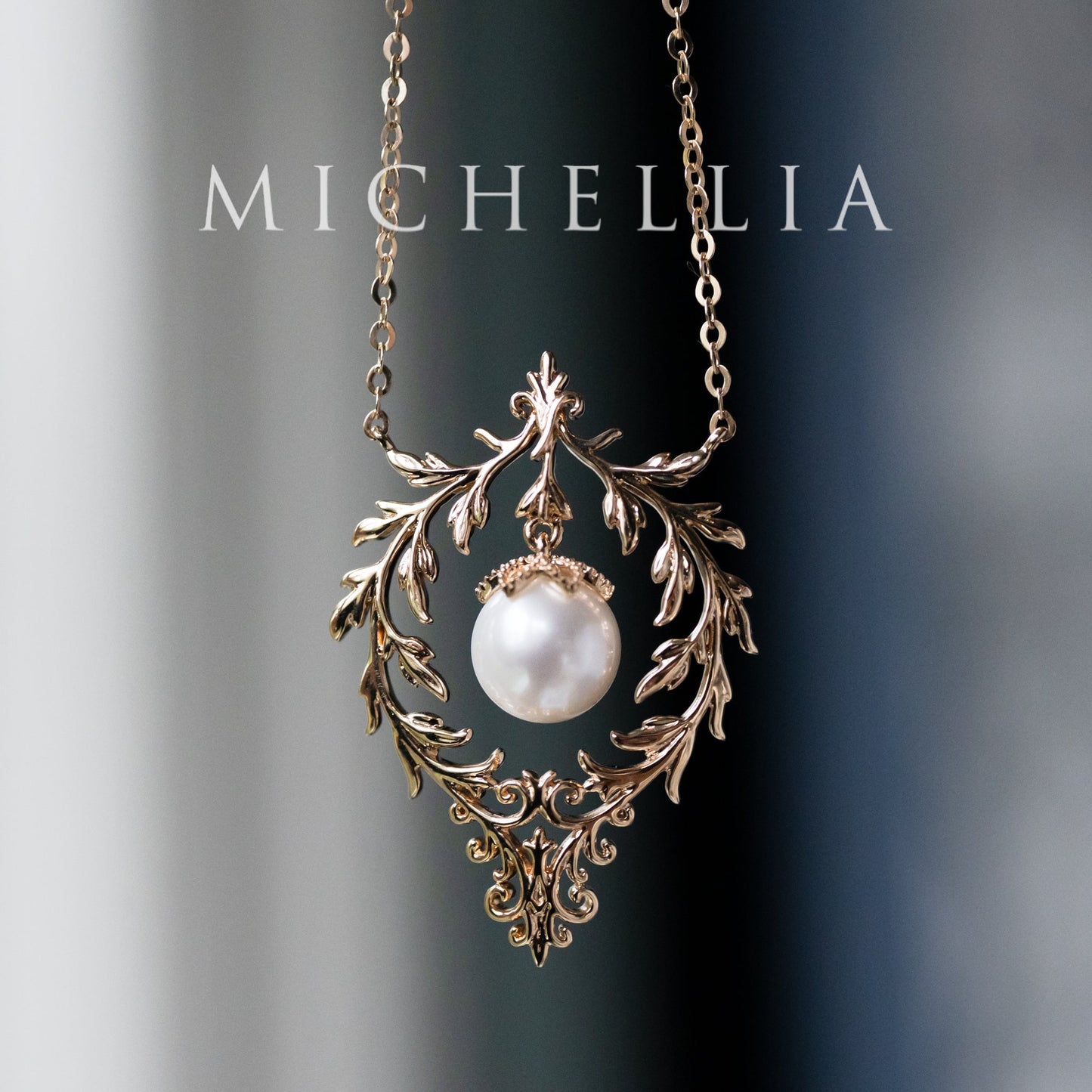 [Gracelynn] Renaissance Garden Necklace & Earring Set in Freshwater Pearl - Limited Edition