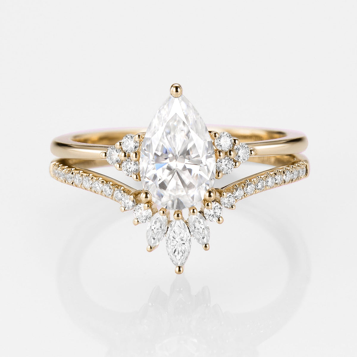 Pear Cut Moissanite Ring Classic Luxury Wedding Ring - Marjorie