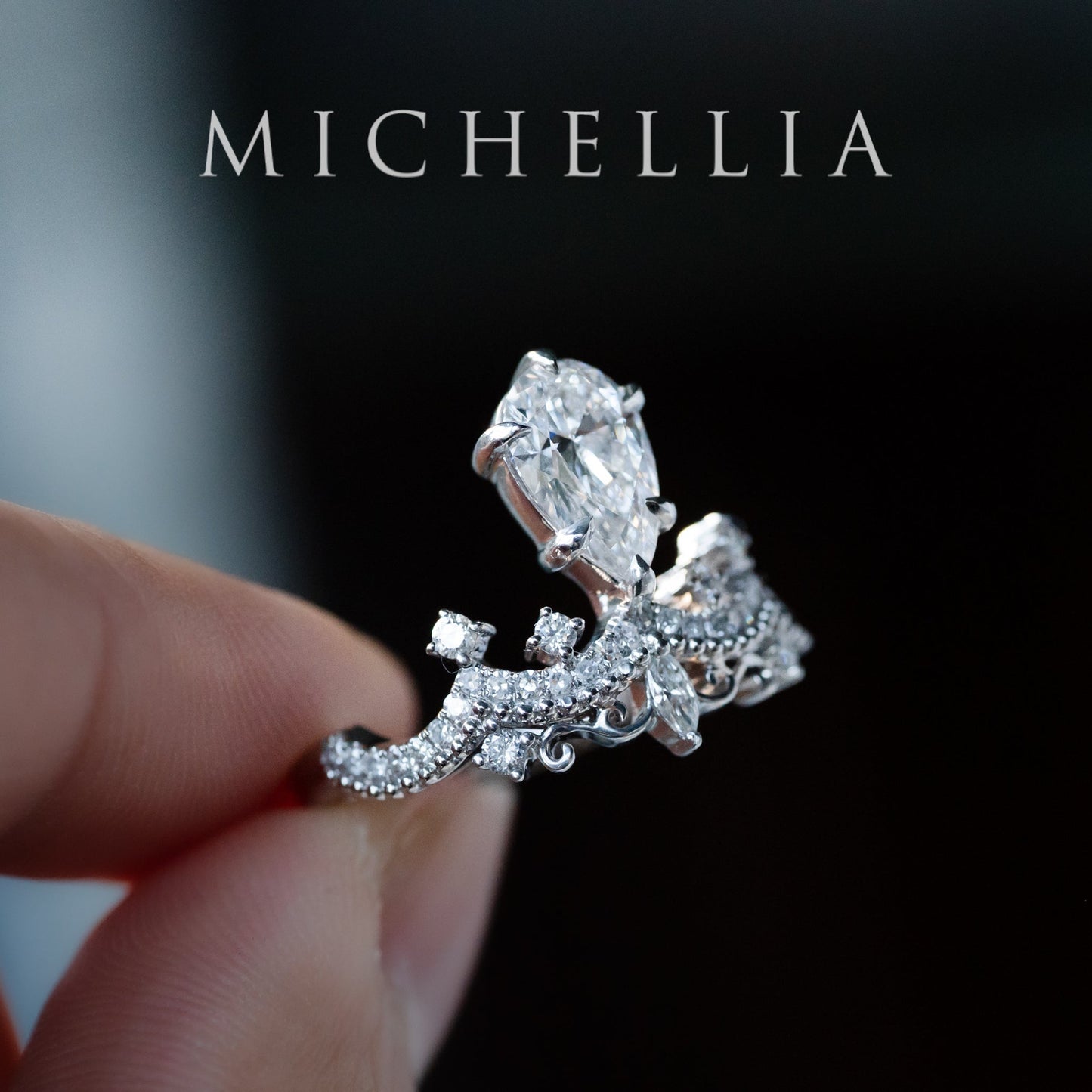[Antoinette] Vintage Chandelier Engagement Ring in Diamond / Moissanite