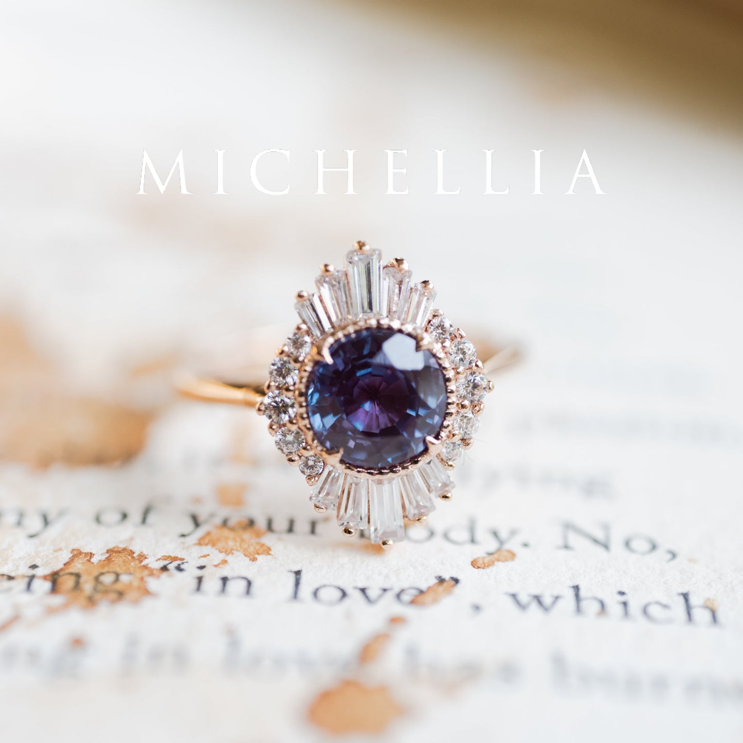 [Georgiana] Vintage Deco Duchess Ring in Lab Alexandrite