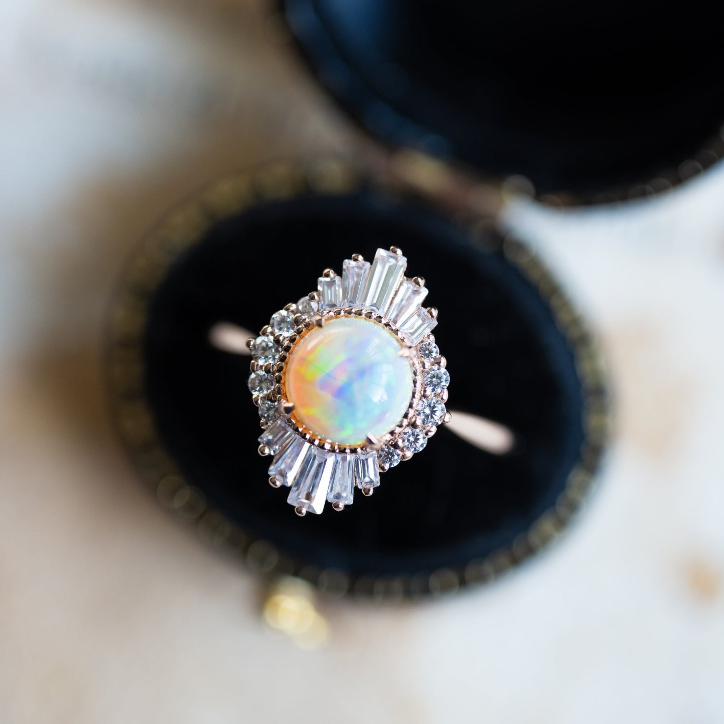 [Georgiana] Vintage Deco Duchess Ring in Australian Opal