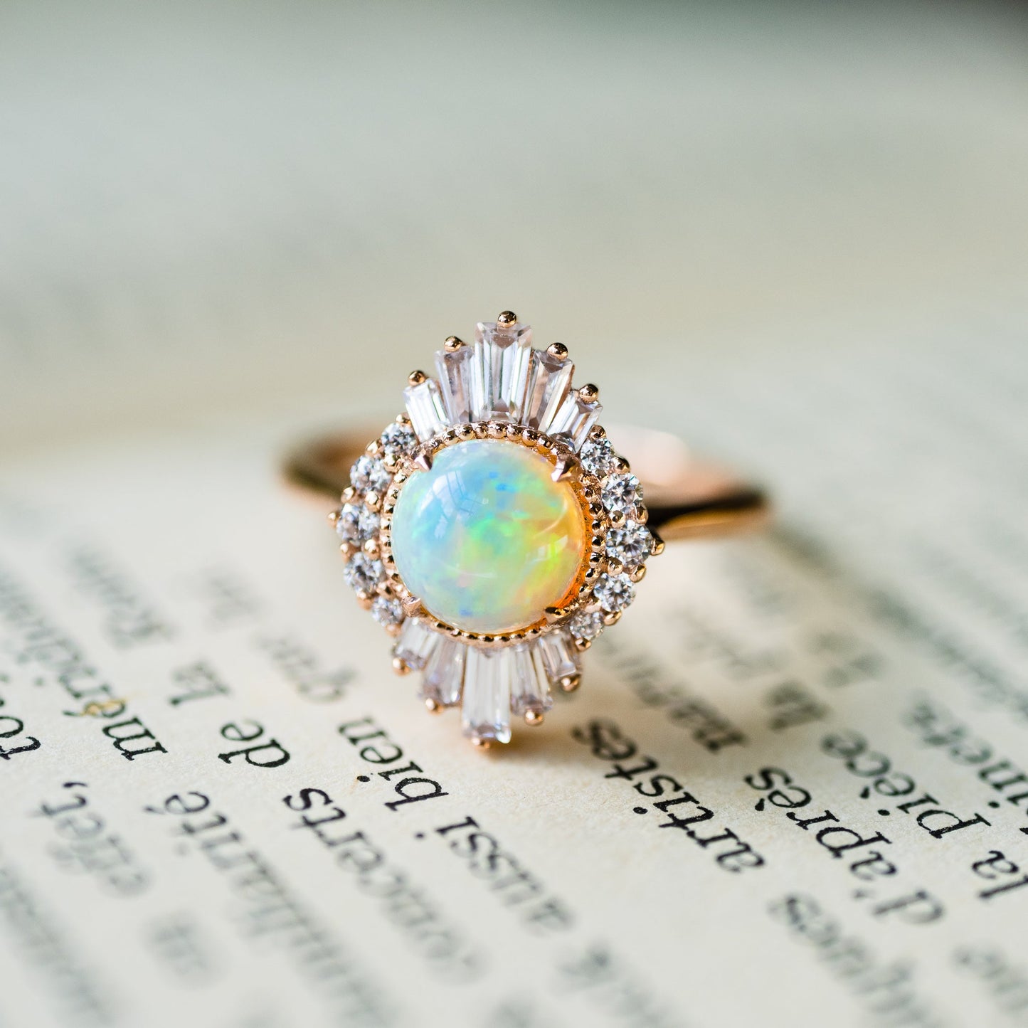 [Georgiana] Vintage Deco Duchess Ring in Australian Opal