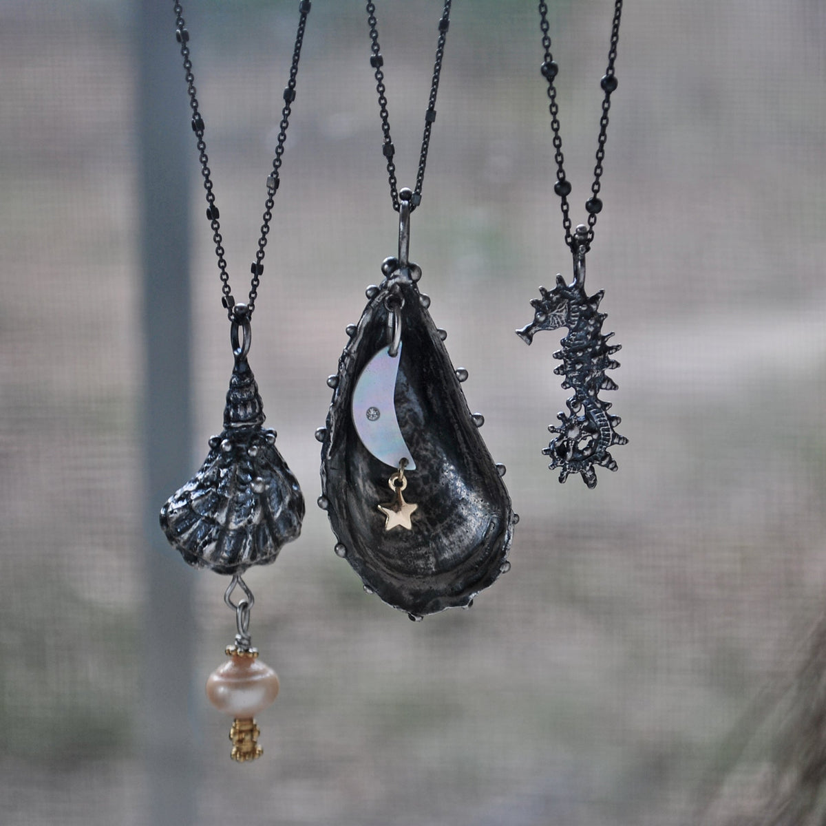MA Mussel Shell - holding the moon, and a golden star